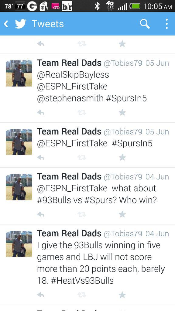 carolblackmon's tweet photo. RT @Tobias79: @carolblackmon I said it on June 5th #SpursInFive http://t.co/BfW35TJjHe <wow, you did, Nostradamus!! lol