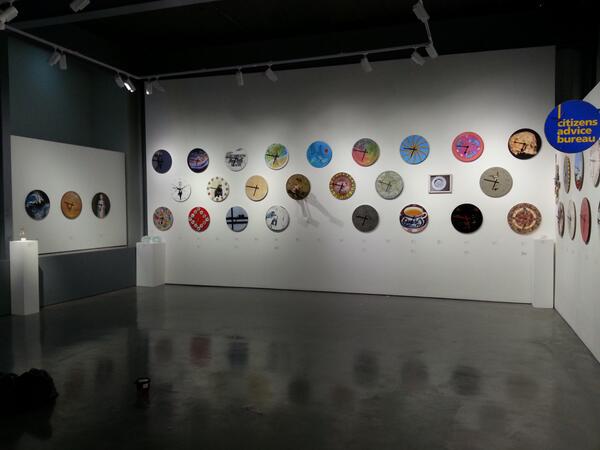 PickeringArtsPR's tweet photo. #FaceTime @mallgalleries installed and looks amazing! Now until Sat - over 60 clocks and originals 4 @TheArtRoomUK http://t.co/8fzigiFRt2