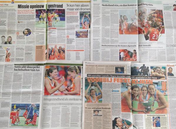 Bloemlezing uit de kranten over het WK hockey #RHWC2014 #thedayafter