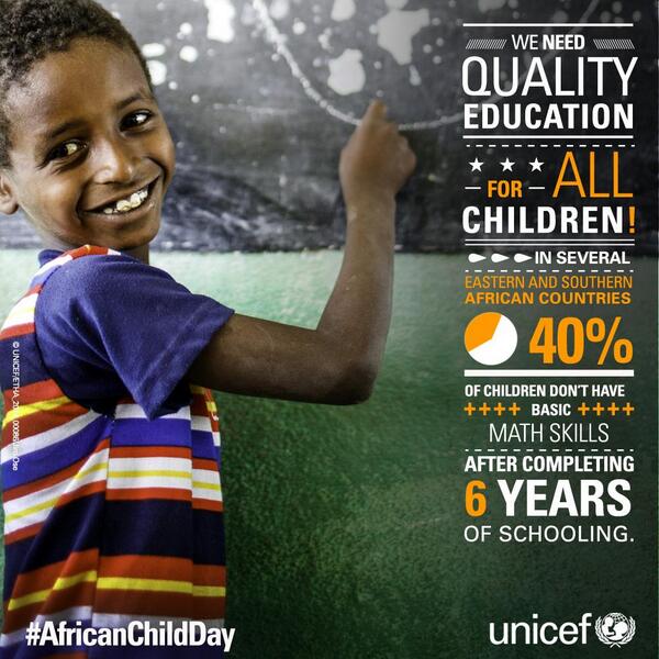 UNICEF's tweet photo. We need quality education for ALL children! #AfricanChildDay http://t.co/zNizfyObKg