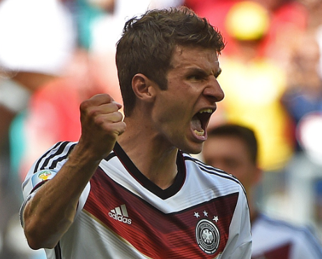 SportsCenter's tweet image. HAT TRICK! Thomas Müller scores third goal of game, Germany leads Portugal 4-0.