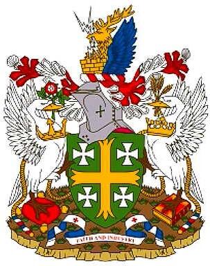 The coat of arms for Abingdon-on-Thames. The town flag is based on the shield.