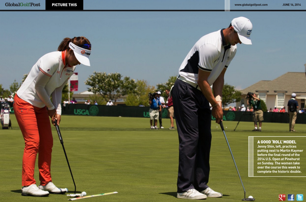 LPGA's tweet image. @JennyShin_LPGA &amp;amp; Martin Kaymer practiced putting before he won the @usopengolf. #SameStage bit.ly/1siZOwx