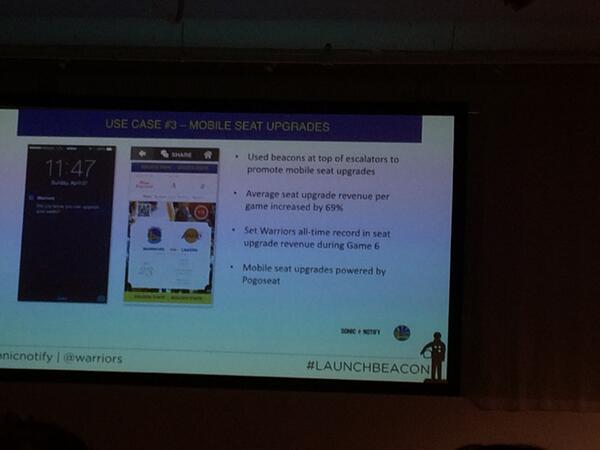 Paid seat upgrades increased by 69% w <a href="/SonicNotify/">Signal360</a> location &amp; time specific notifications <a href="/GSWarriors_/">GoldenState Warriors</a> #LAUNCHBeacon