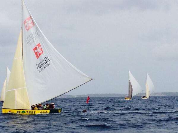 CScottFCDO's tweet photo. De Tree first around the flag, Miss Anguilla second, Satellite in third. #Anguilla http://t.co/bdPKMIAAxU