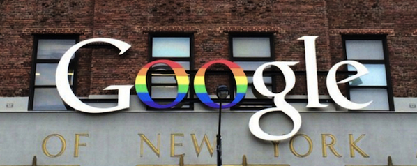 DNAinfoNY's tweet photo. Google HQ on Eighth Ave. gets makeover for Pride: http://t.co/FXO1Pnuhk0 http://t.co/2eja8EPkfN