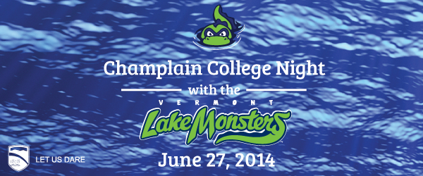 Join Champlain College next week as we cheer on the <a href="/VTLakeMonsters/">Vermont Lake Monsters</a>! Details + tickets @ goo.gl/Nu2o0L