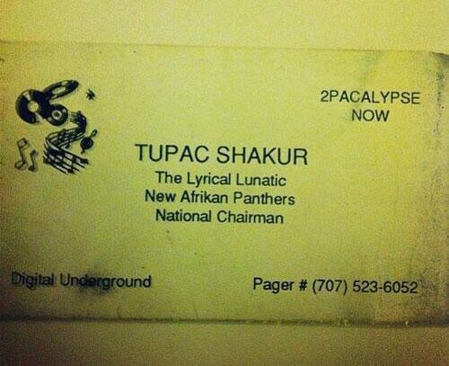 Happy Birthday, Tupac Shakur! Here\s his first business card. 