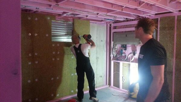 Belanger_Adam's tweet photo. @PaslodeEdmonton that was fast! First hour on site and new gun is already hard at it with some @Roxul ComfortBoard! http://t.co/fXk1ABL31M