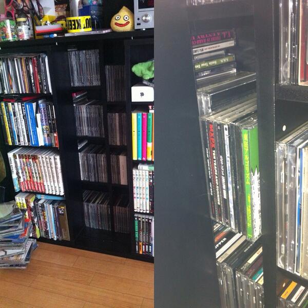 すえなが タイトルを見えるように並べられないドンキの棚の不便さに不満を抱いてる おまえらのレコ棚cd棚を晒せ Http T Co X4htqhbjdb