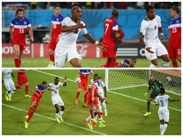 Two goals in just four minutes mean #USA have beaten #GHA 2-1 in a pulsating game: bit.ly/19uAVSM #WorldCup