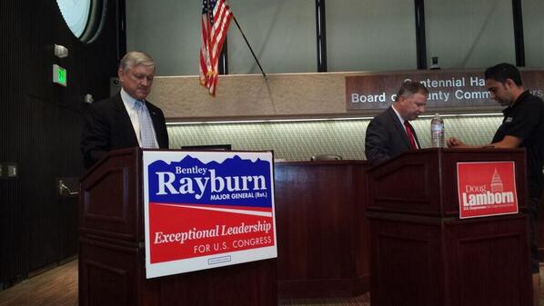 csgazette's tweet photo. LIVE: Debate between Rep. Doug Lamborn and retired Maj. Gen. Bentley Rayburn. #COdecide
http://t.co/GodT4TkYm5 http://t.co/yIqtCMvdd2
