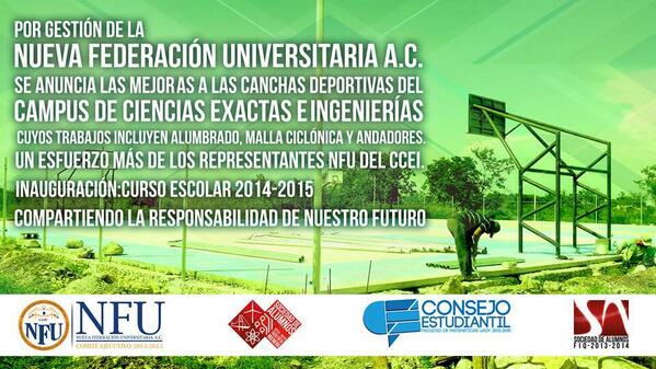 NFUuady's tweet photo. A iniciativa y por gestión de la @NFUuady  tendremos mejores espacios deportivos para los estudiantes del #CCEI http://t.co/mR4YT7yaSq