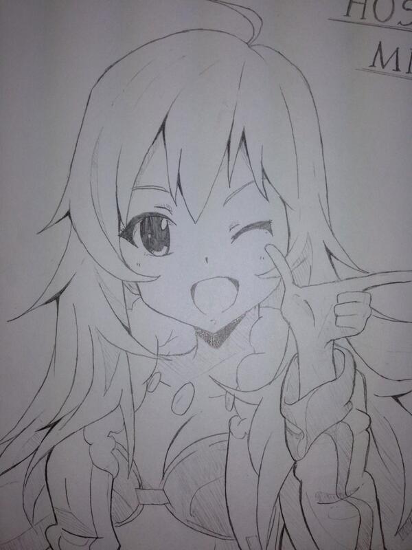 アイマスの 星井 美希 を描いてみました! (とあるお菓子のパッケージにあった) 