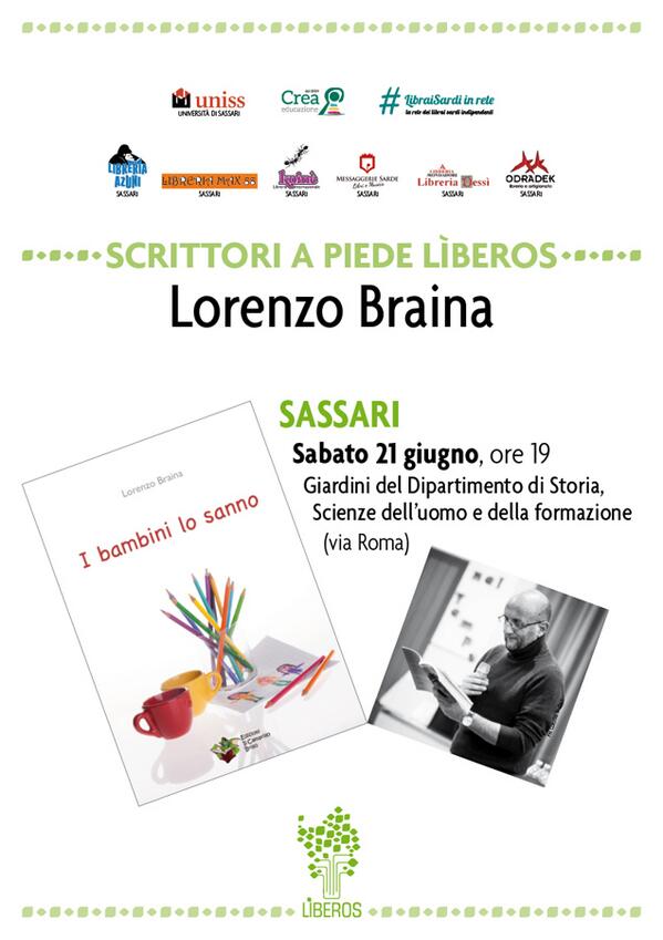 messaggerie's tweet photo. Lorenzo Braina presenta il suo nuovo libro a #sassari! Sabato 21 ai giardini della Facoltà di Lettere! Non mancate! http://t.co/2O2YnKPI0x