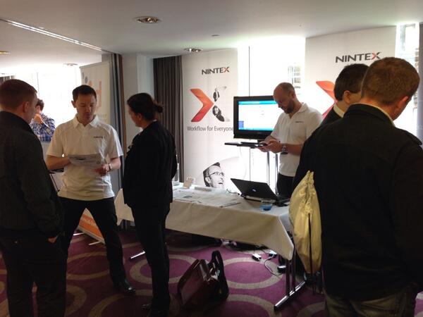 barkingd's tweet image. Good conversations at the #Nintex booth at #evoconf