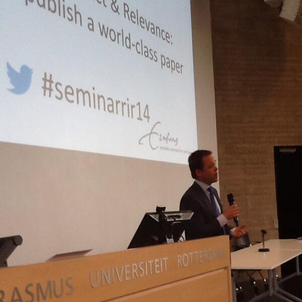 The seminar started! Curious to hear the opinion of all speakers. Director of the EUR Library opens #seminarrir14.