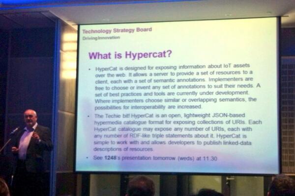 BSI_IoT's tweet image. Earlier this morning here at #iotweek we saw @innovate_uk 's @tsb_AndrewTyrer explaining #HyperCat #IoTWeekLondon