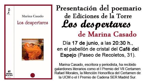 MarinaCasadoH's tweet photo. Hoy presento 'Los despertares', mi primer poemario. No os lo perdáis! http://t.co/RWxFKdMDum