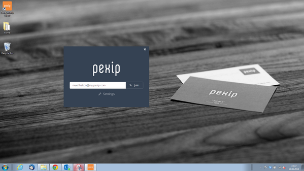 Signing in to @PexipInc installable software client. Demoing now. Available in 90 days. Roughly.
