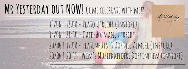 GittaDeRidder's tweet photo. #MrYesterday release celebrations! Come too? @KINGPLAYMUSIC @platoutrecht @HofmanCafe @Muziekkelder @Coffee_Beanies http://t.co/JvgNuWigUF
