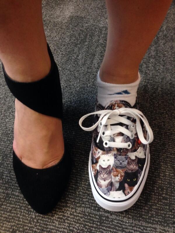 SarahRachael's tweet photo. Cat shoes. CAT SHOES! #aspca #workdelivery #happyday http://t.co/ohZvQYjb2S