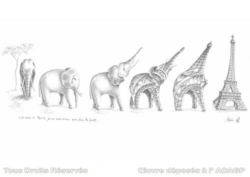 eiffel4ever on twitter i am going to paris metamorphosis of the elephant in eiffel tower original pencil drawing httptcoxt0ebpyudb