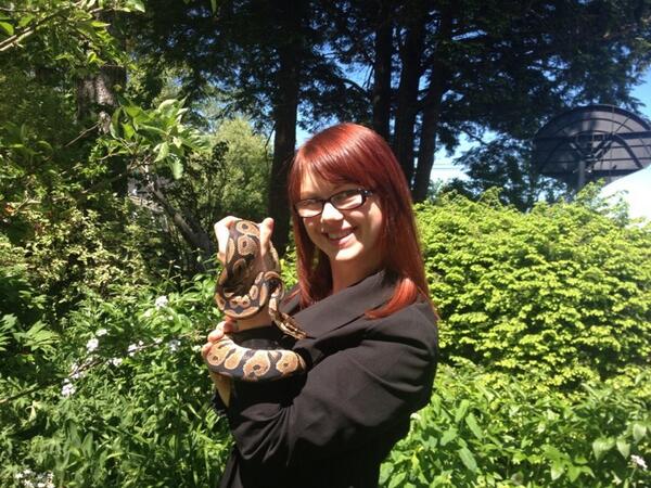electrickspoon's tweet image. Me and my baby Marvin! Guess he's not a baby anymore... He's still my good luck charm! #snake #ballpython #pet #girl