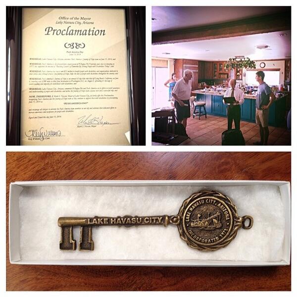 AbilityEXP's tweet photo. The @JOHSouth team was honored with a key to the city of Lake Havasu, AZ, & June 14th was named #PushAmerica day! http://t.co/1jddPsv3vl