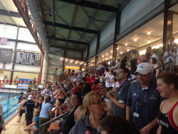 liamtull's tweet photo. @PharelI hundreds of athletes dancing to happy at the aquatics facility at USA Special Olympics Games in nj http://t.co/U6rUWuJqoh