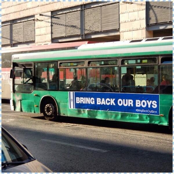 arelearele's tweet photo. #bringbackourboys on the buses in Jerusalem http://t.co/4nu9brPVYn