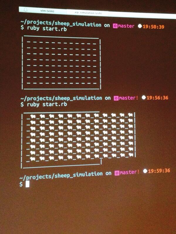 nanoparsec's tweet image. sheep simulation with sheeps #rubyseeds #railsgirls #projectgroup