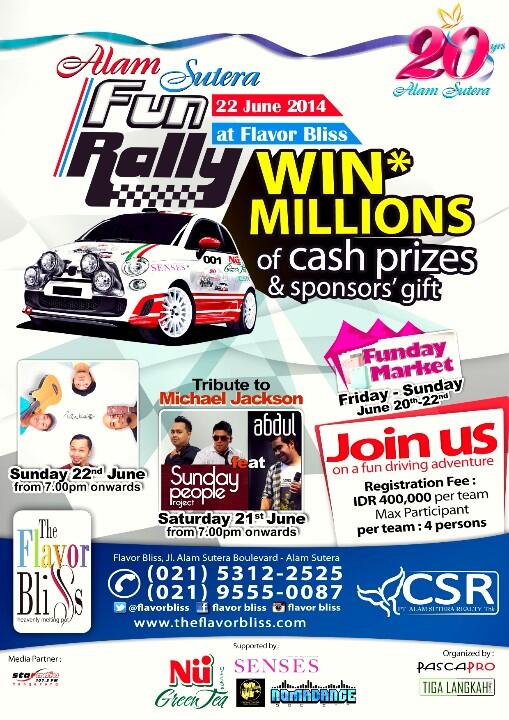 AutomotiveEvent's tweet image. Alam Sutera Fun Rally, 22 Juni 2014
Join with us! Register your community, now ..

Only IDR 200.000 / car