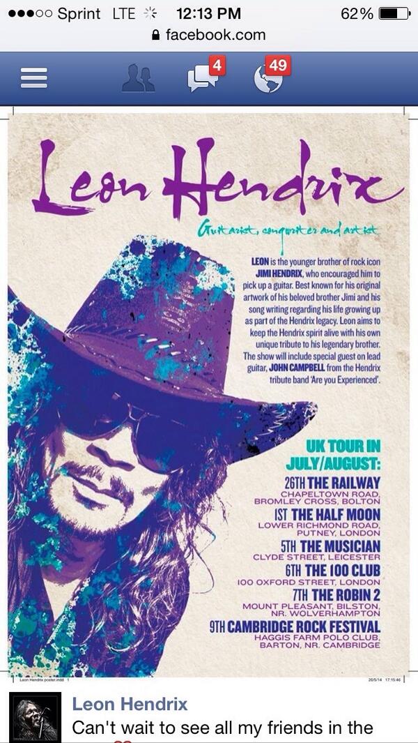 TheLeonHendrix's tweet photo. Plz see the following flyer for my UK dates and locations http://t.co/StvwW6gSsg