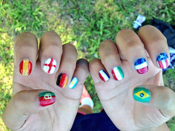 My World Cup nails are pretty amazing😍💅👏  #WorldCup2014 http://t.co/VeTYCYk5l2