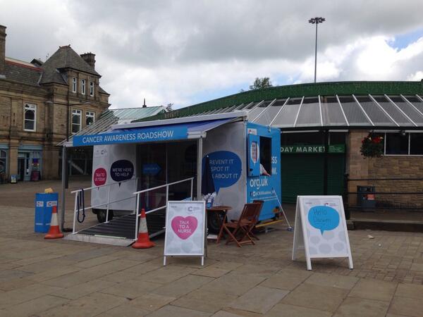 Cancer Research UK is back in Darwen town centre! Come and check out our roadshow #spotcancerearly #chattoanurse