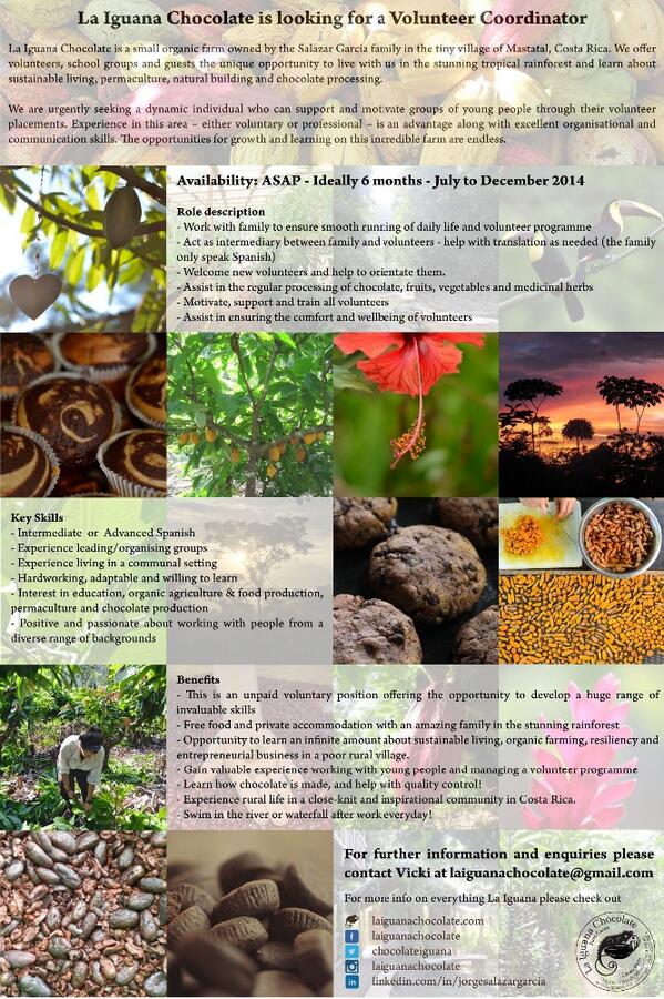 #volunteer coordinator position on #organic #chocolate #farm #CostaRica <a href="/WWOOF/">WWOOF</a> <a href="/Workaway/">Workaway</a> <a href="/LatinVolunteer/">Volunteer L America</a>
