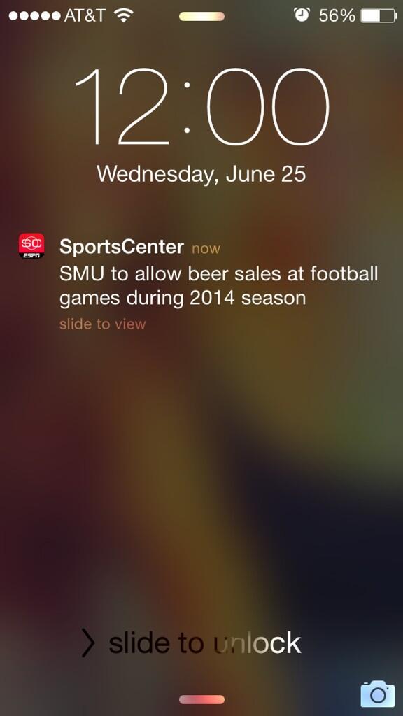 courtdoessports's tweet image. Of course I get this @ESPN notification right after I graduate from #SMU. #smuproblems #canyousayticketsales #andbeer