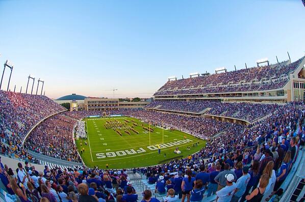 TCUCampus's tweet image. Amon G. Carter Stadium, a view from inside. 66 days until kickoff. #TCUCampus