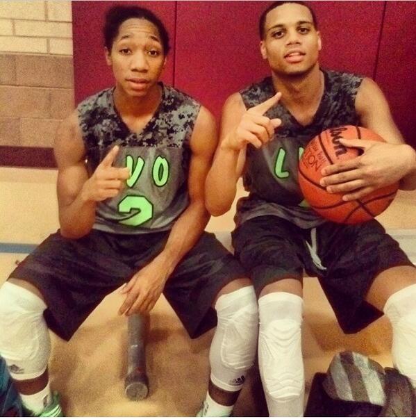 olympianhoops's tweet photo. Dayseandre bell senior combo guard &amp; Malik cannon after a scrimmage earlier this year #meettheteam http://t.co/zKwIyiF0D8