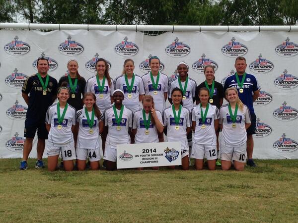 GeorgiaSoccer's tweet photo. .@SSAElite Chelsea 95 Elite are U19G REGIONAL CHAMPS! Congrats girls! #ROADtoMD #YourStateYourGame http://t.co/oyPF0SK7a0