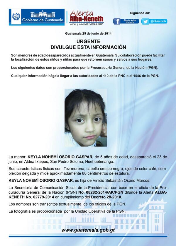 KEYLA NOHEMÍ OSORIO GASPAR, desapareció el 23 de junio, en Aldea Ixtepoc, San Pedro Soloma, Huehuetenango.