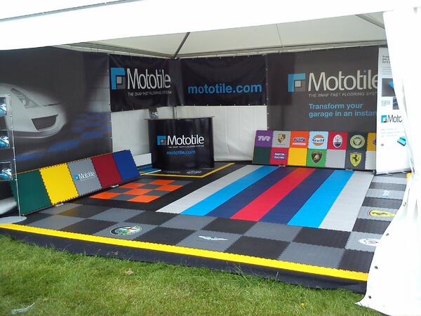mototile's tweet image. Our Mototile garage floor tile stand is all set up in the Lime Trees section at Goodwood Festival of Speed.