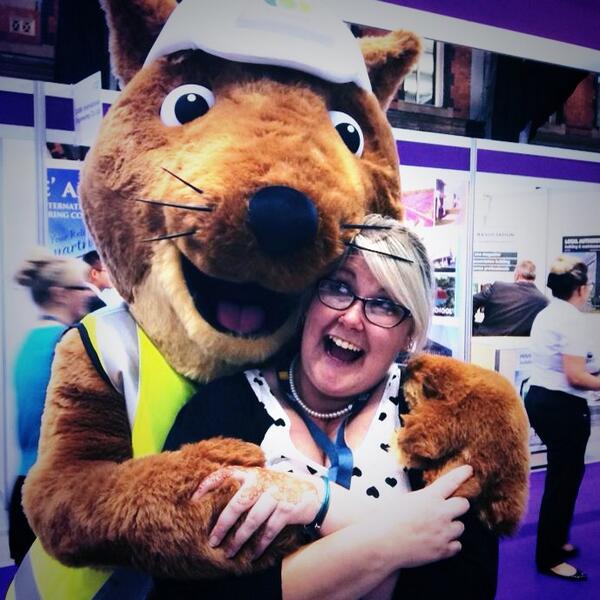 Gemma making a new friend at #cih2014. A match made in heaven...they're both nutty! @CIH_Housing2014 #cihhousing2014