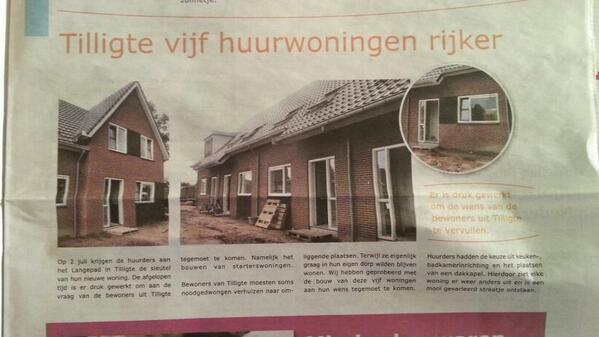 #Tilligte is 5 huurwoningen rijker 2 juli krijgen de huurders van het langepad de sleutel van hun nieuwe woning.