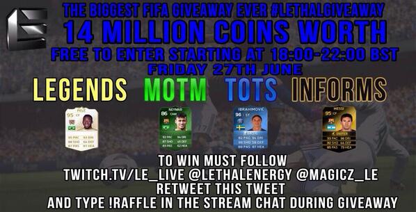 LethalEnergy's tweet image. #LethalGIVEAWAY 

27th June

!6pm BST!

Live here: twitch.tv/LE_Live

Follow 

@Magicz_LE @LethalEnergy

RETWEET