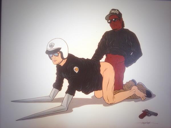 Sethrogen's tweet photo. Fuck the po-lice. http://t.co/j19fdu5Fnt