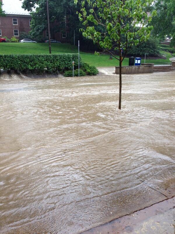 OnwardState's tweet photo. Here's College Avenue right now. A flood advisory has been issued. (photo: @skellingtonbaby) http://t.co/UsRbk0kETh