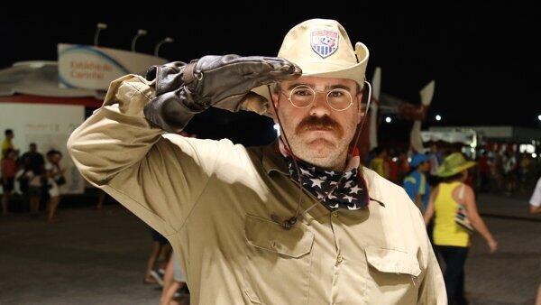 IthacaCollege's tweet image. As you cheer on @ussoccer today, look for alum @mike_damico ’05 (aka Teddy Goalsevelt) leading cheers at #WorldCup!