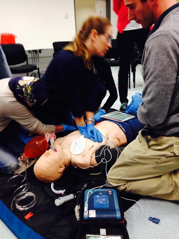 HuckerTony's tweet photo. RACGP CEMP intermediate program. GP's slugging it out with compressions and AED http://t.co/wjBLmwoh3M